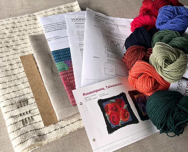 Ruusunpuna ryijytyyny ommellen tarvikepakkaus